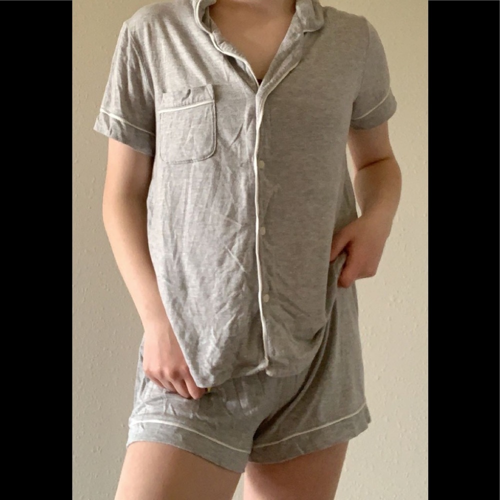 Grey button down pajama set